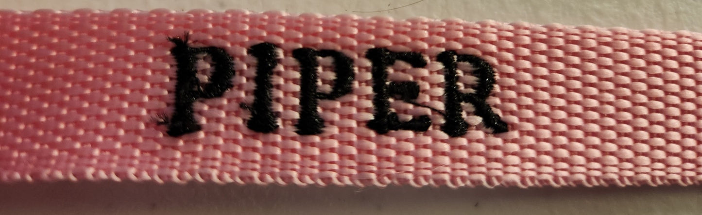 Black - Custom Embroidered Nylon Dog Collar- Medium