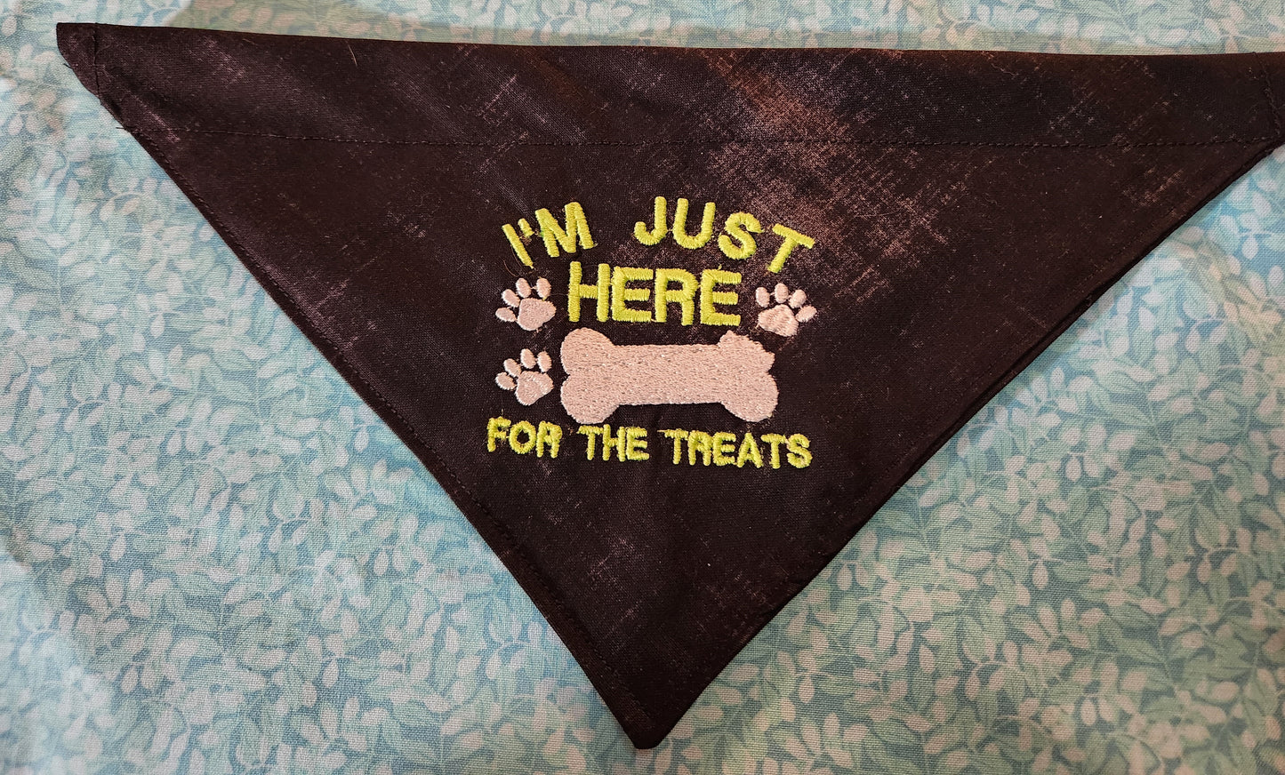 I'm Just here for the treats Embroidered Dog Bandana