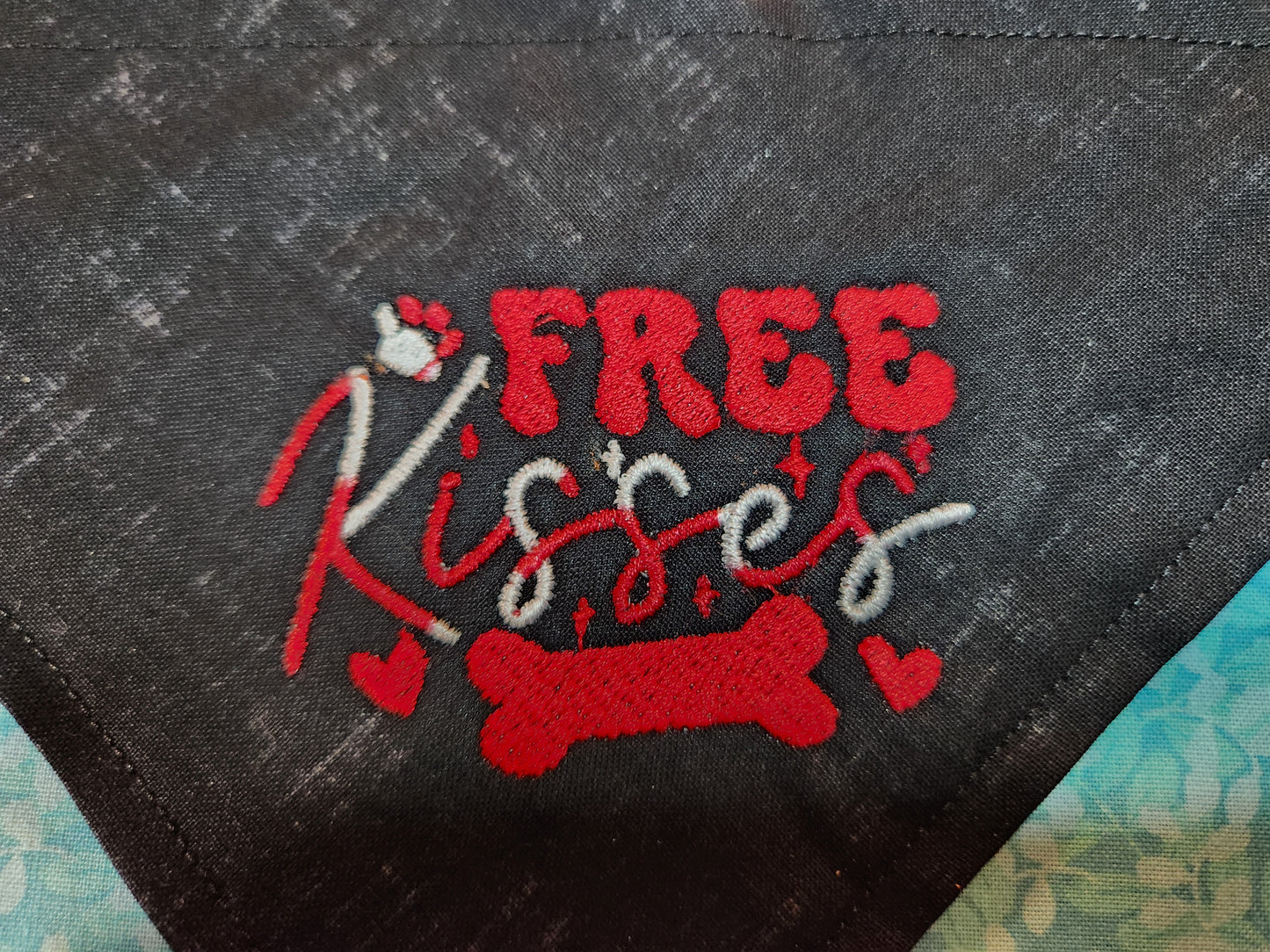 Free Kisses Embroidered Dog Bandana