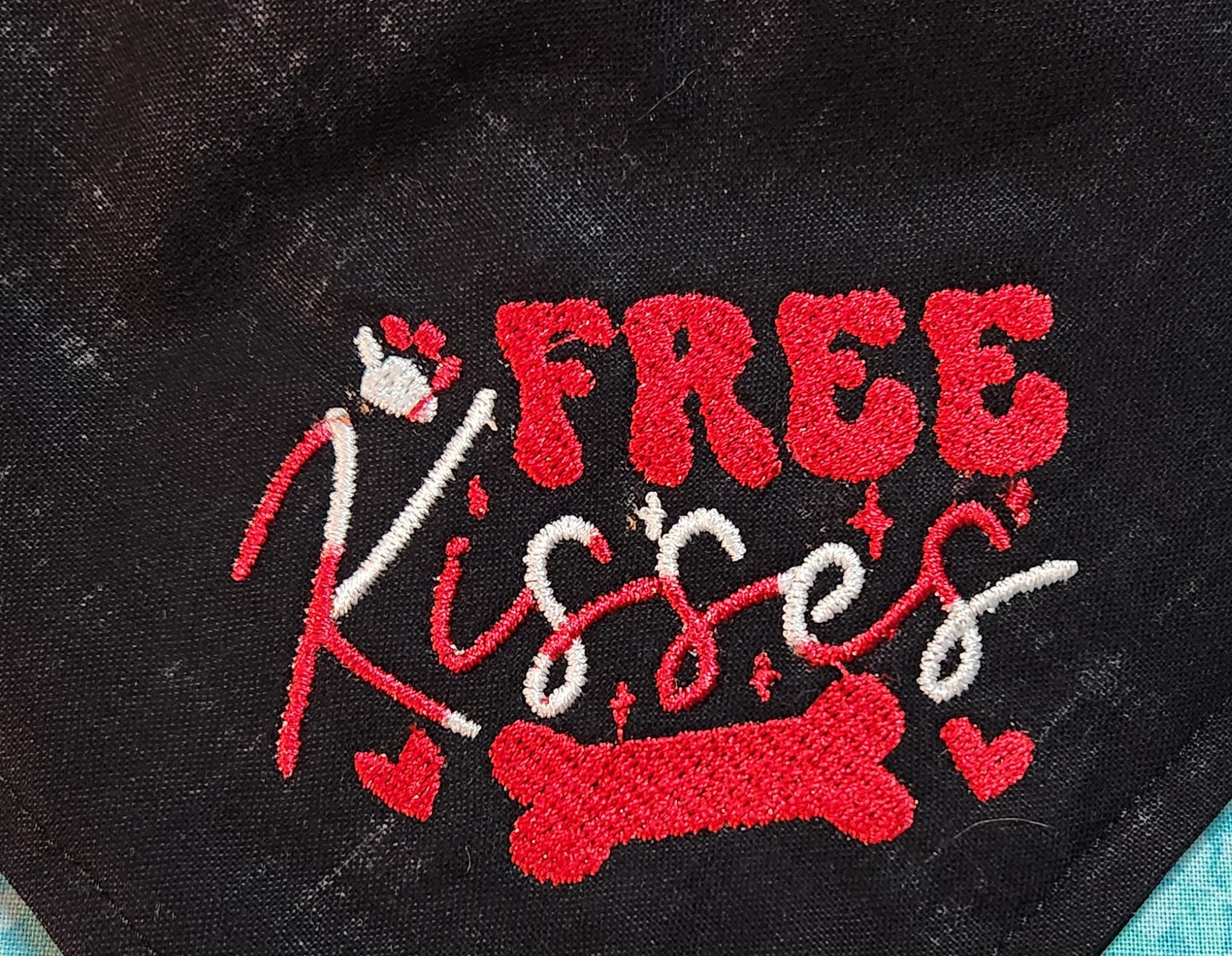 Free Kisses Embroidered Dog Bandana