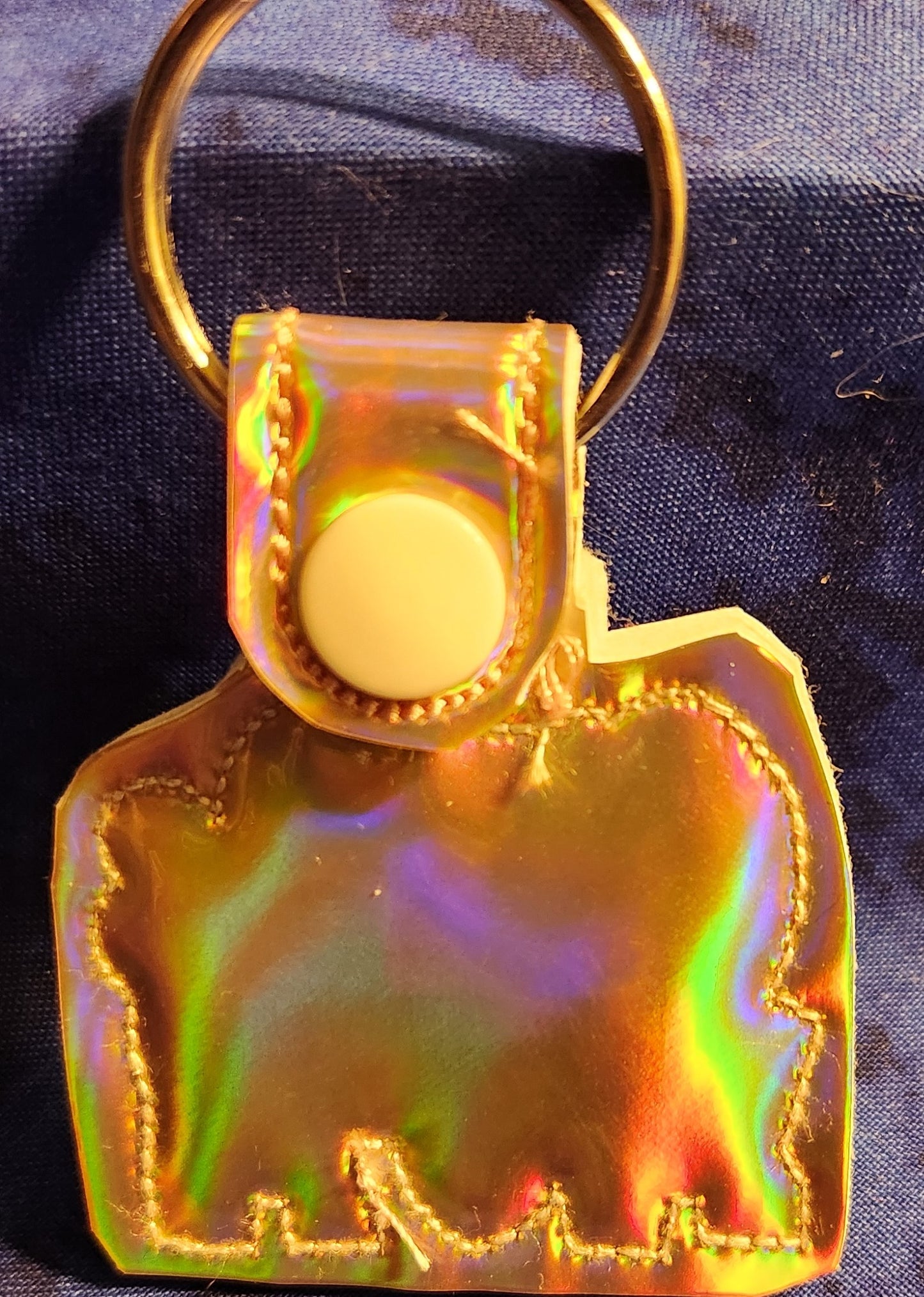 Cat mom Embroidered Holographic Keychain