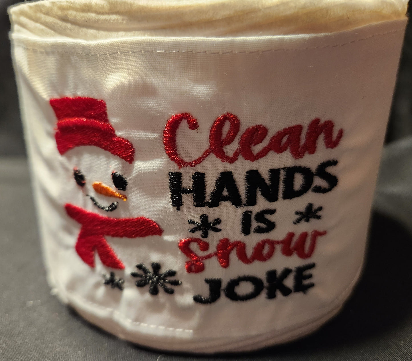 Clean Hands Snow Joke Embroidered Toilet Paper cover