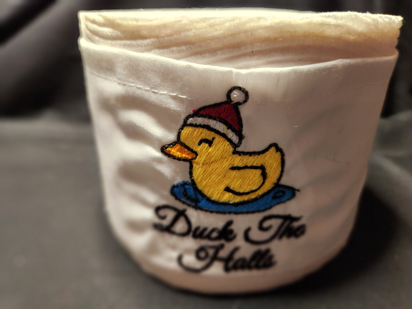 Duck The Halls Santa Duck Embroidered Toilet Paper cover
