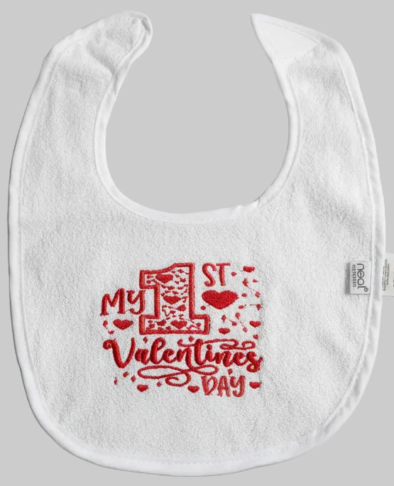 Embroidered My First Valentines Day Bib- Infant size