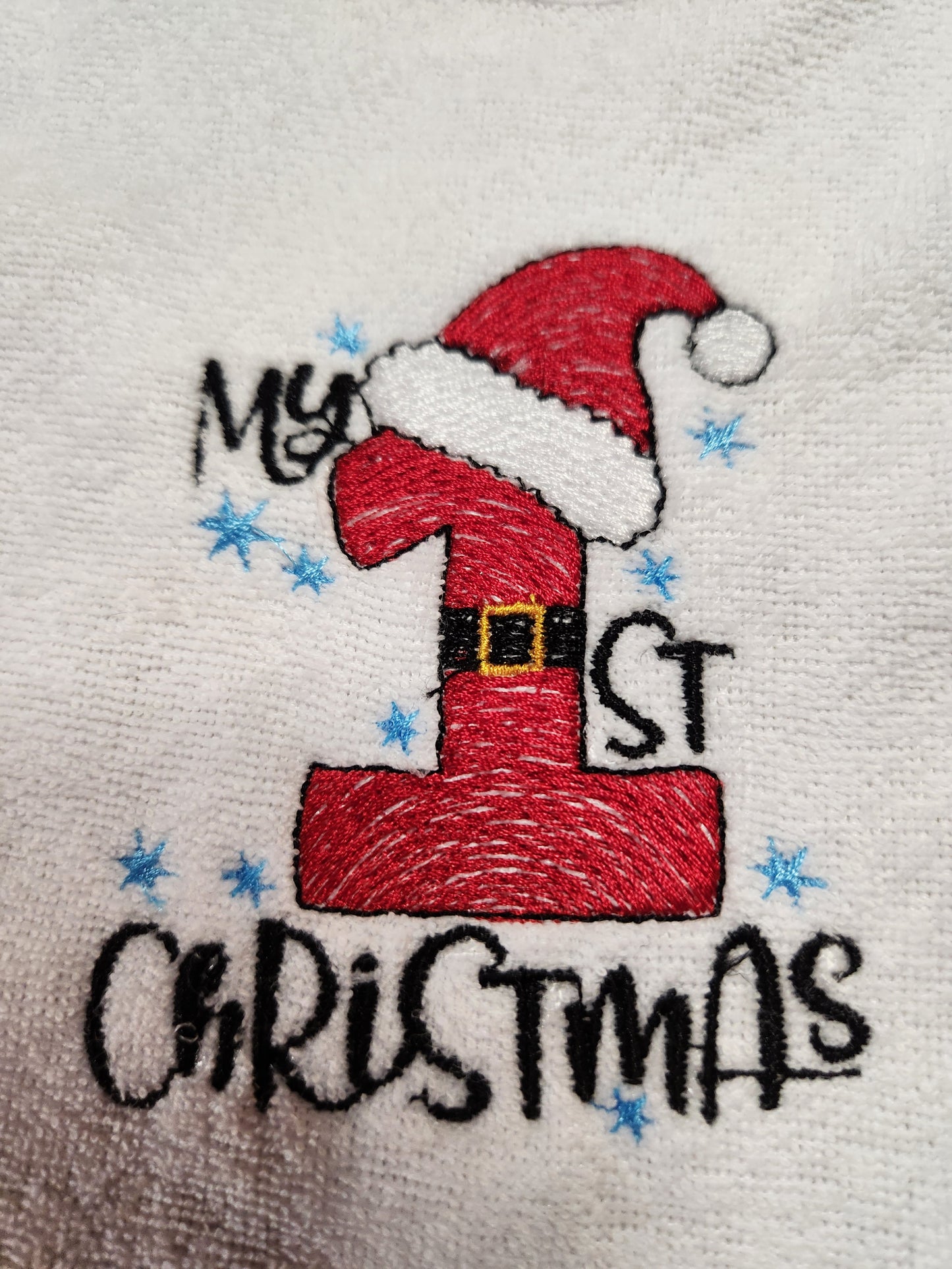 Embroidered My First Christmas Bib- 3 + Months