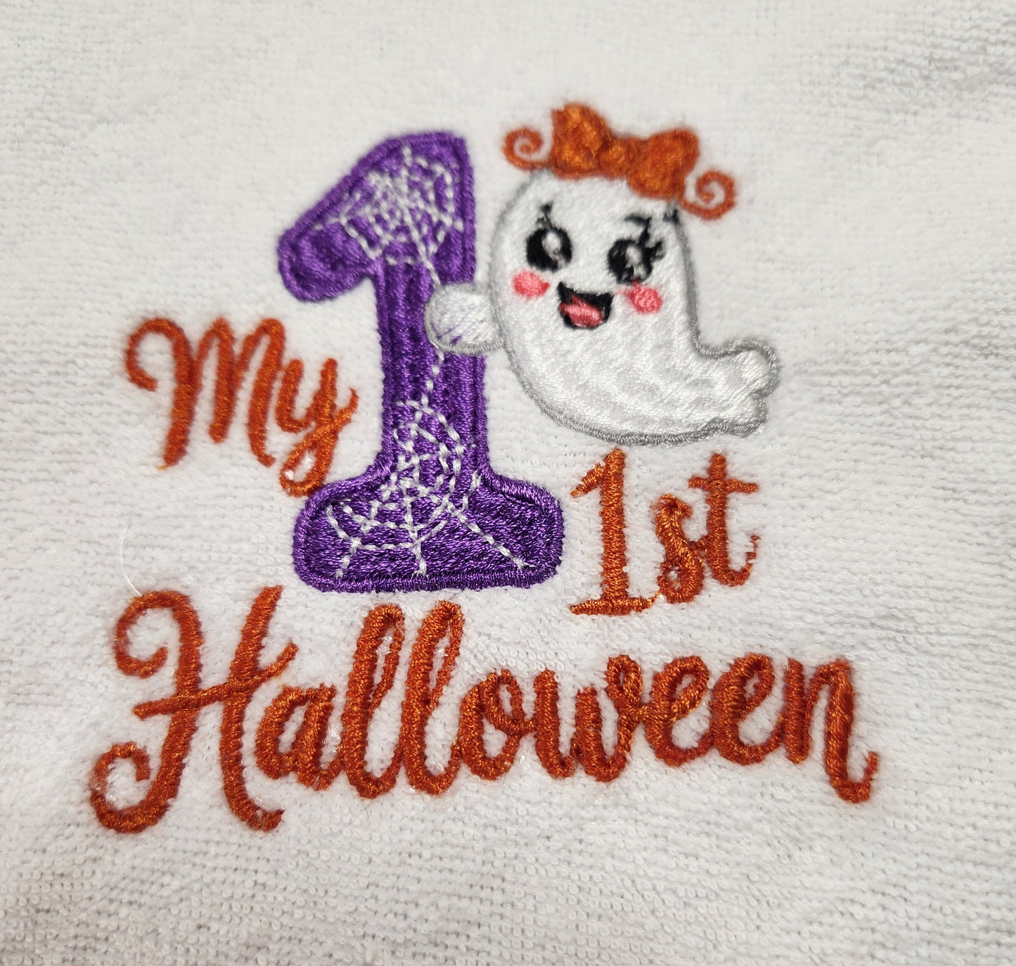 Embroidered My First Halloween Bib with Girl Ghost - 3+ Months