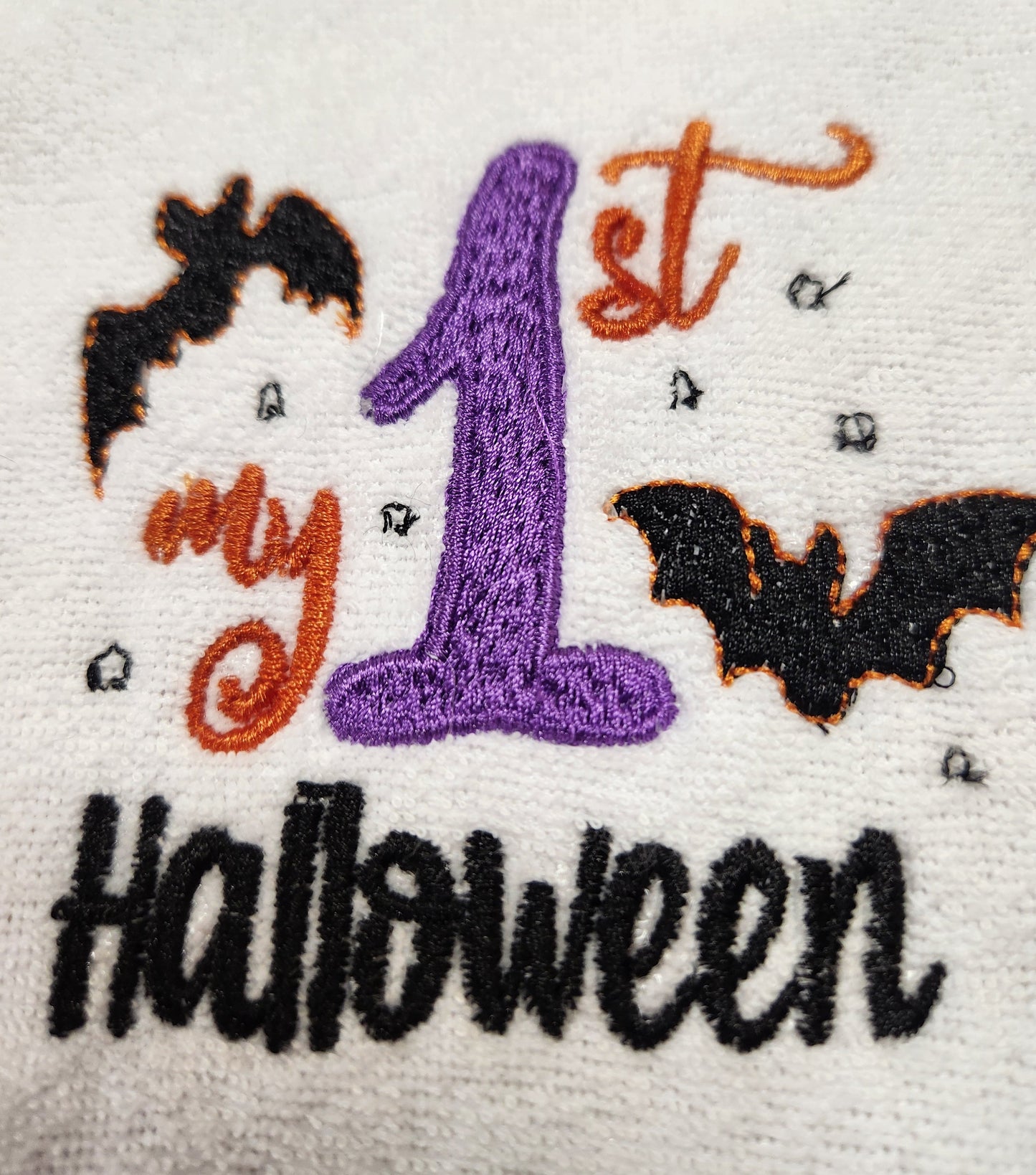 Embroidered My First Halloween Bib with Black Bats - 3+ Months