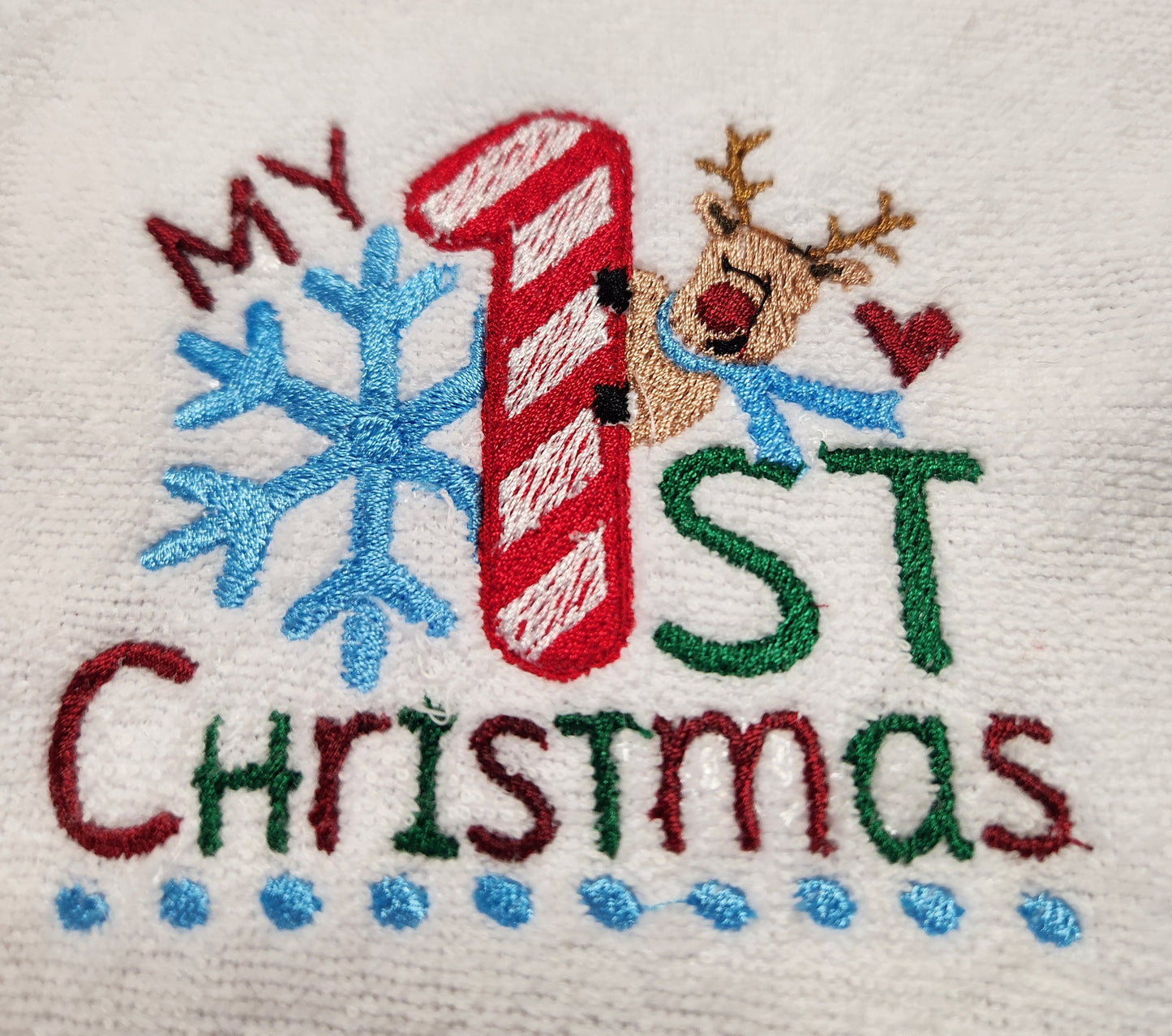 Embroidered My First Christmas with Peeking Deer - 3+ Months