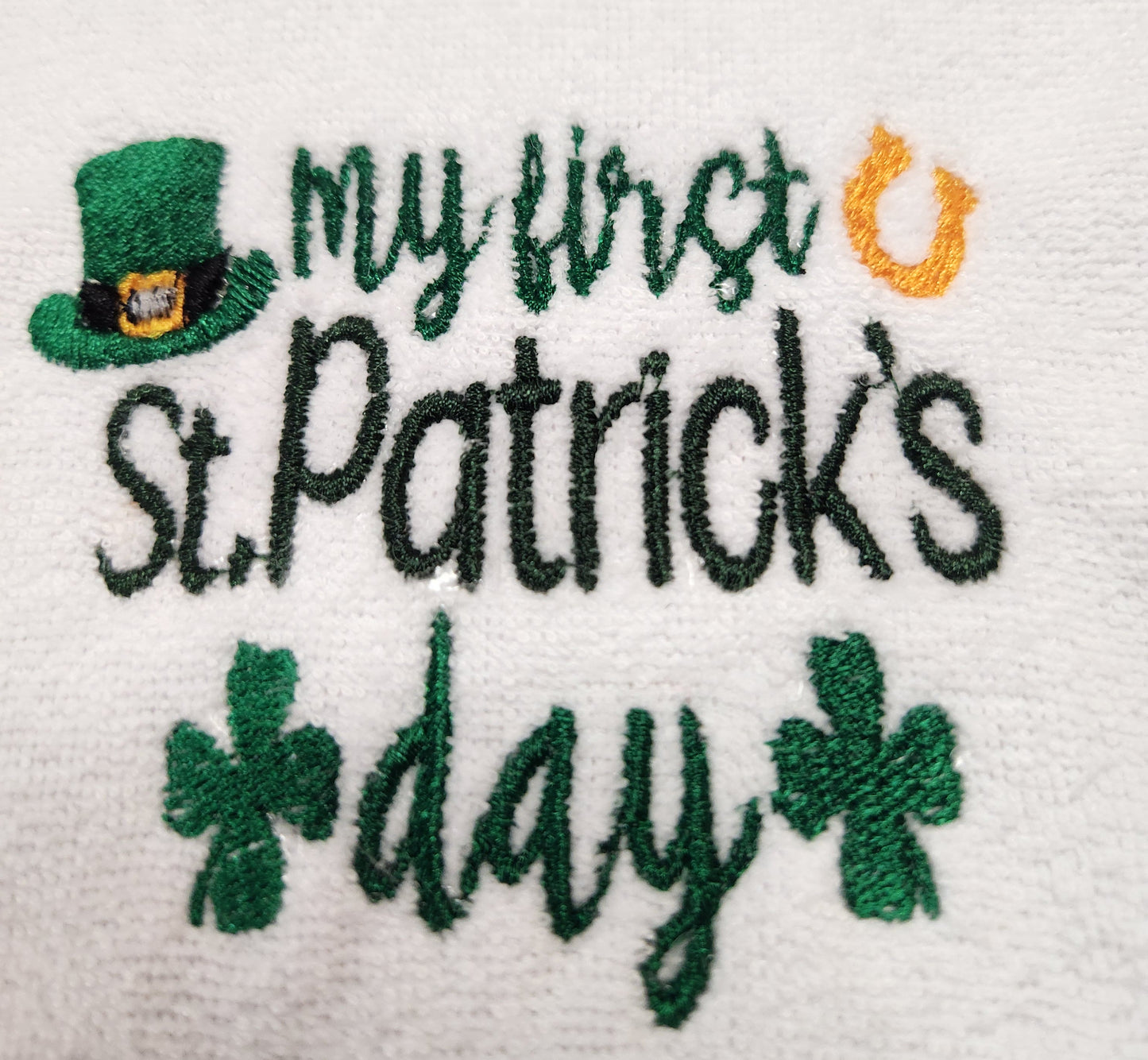 Embroidered My First St Patrick's Day Bib - 3+ Months