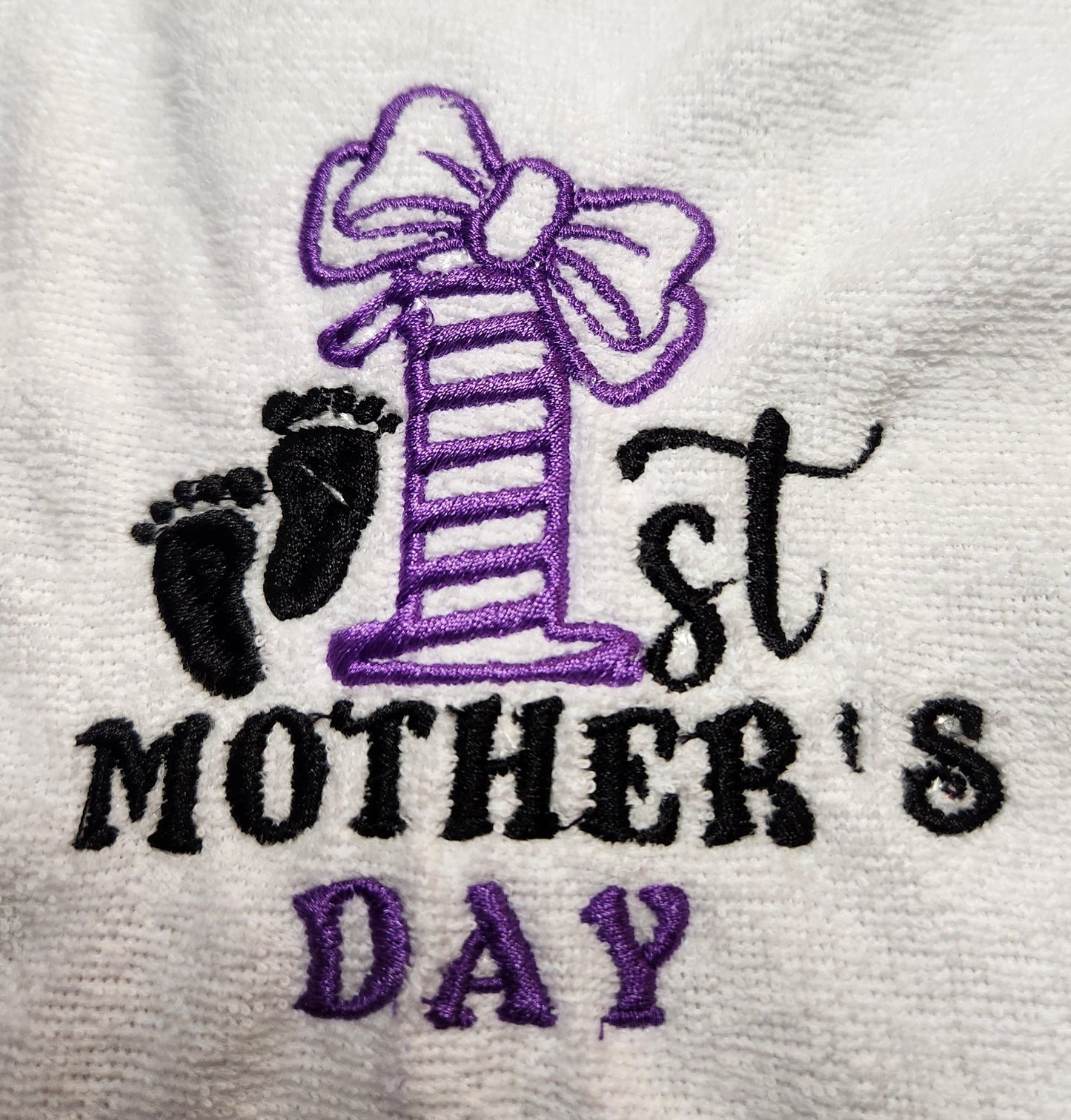 Embroidered My First Mothers Day Bib- Purple