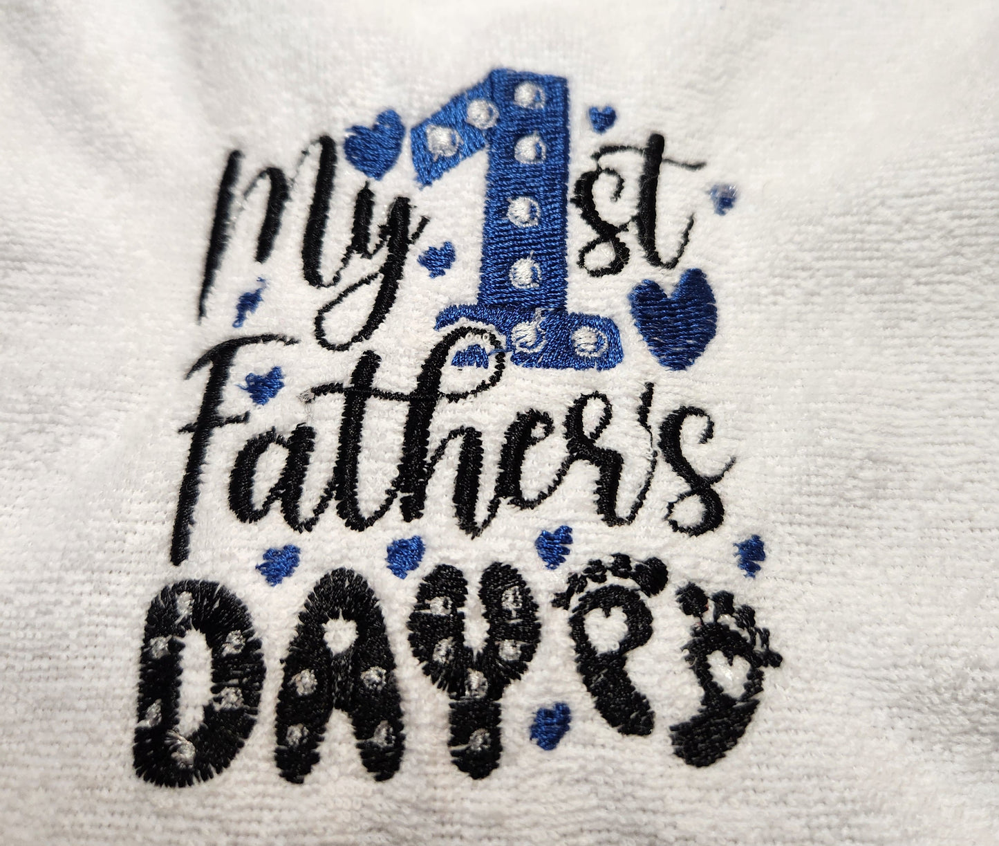 Embroidered My First Fathers Day bib-Blue and Black