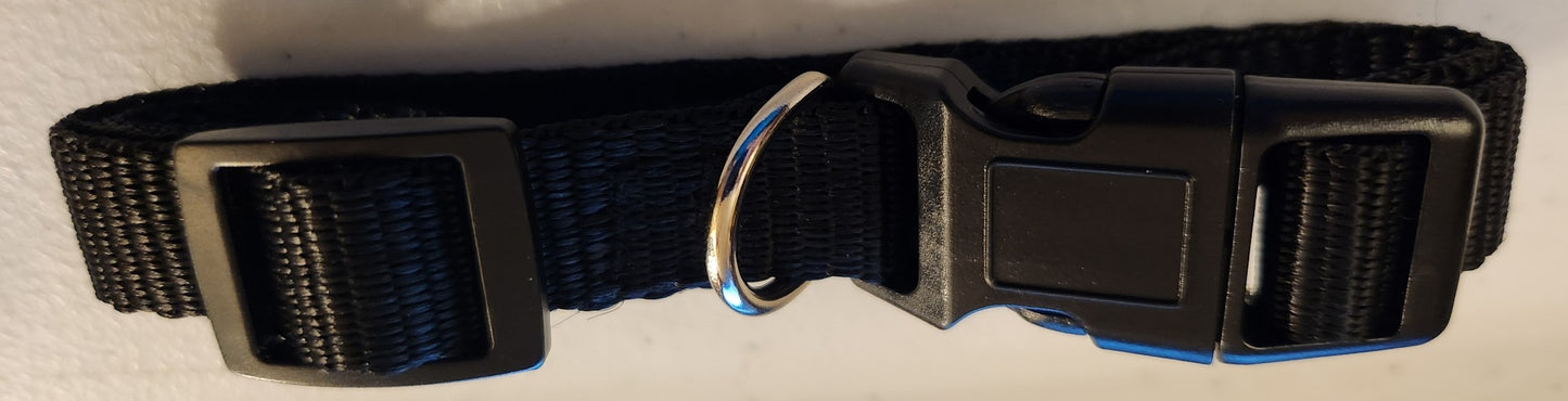 Black - Custom Embroidered Nylon Dog Collar- Medium