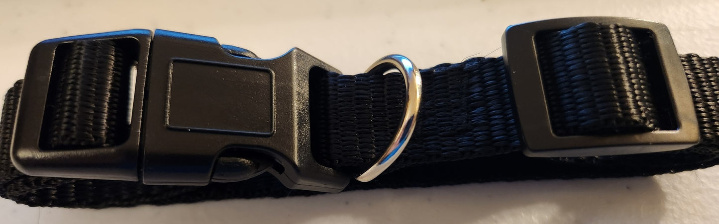 Black - Custom Embroidered Nylon Dog Collar- Medium