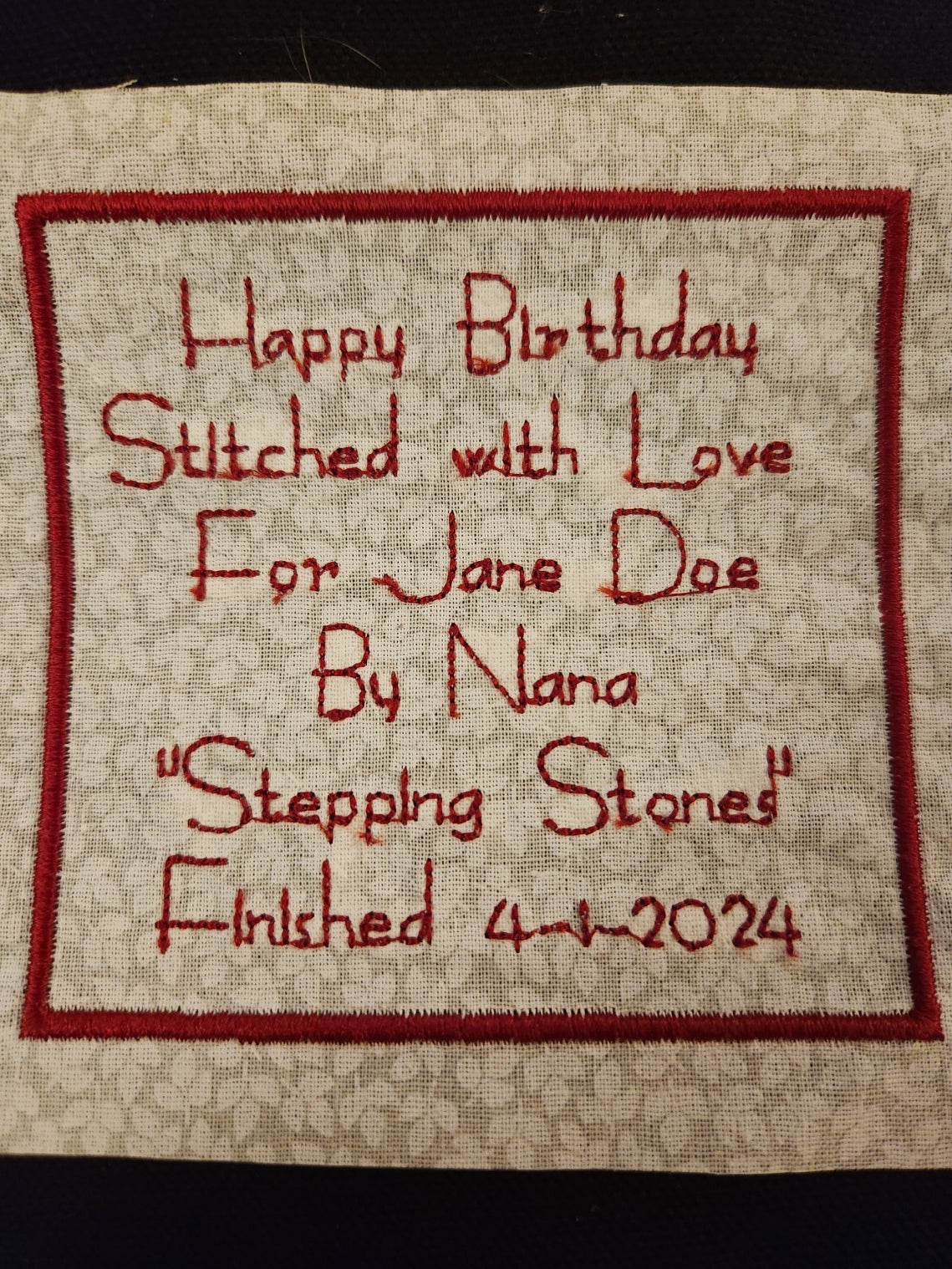 Custom Embroidered Quilt Label