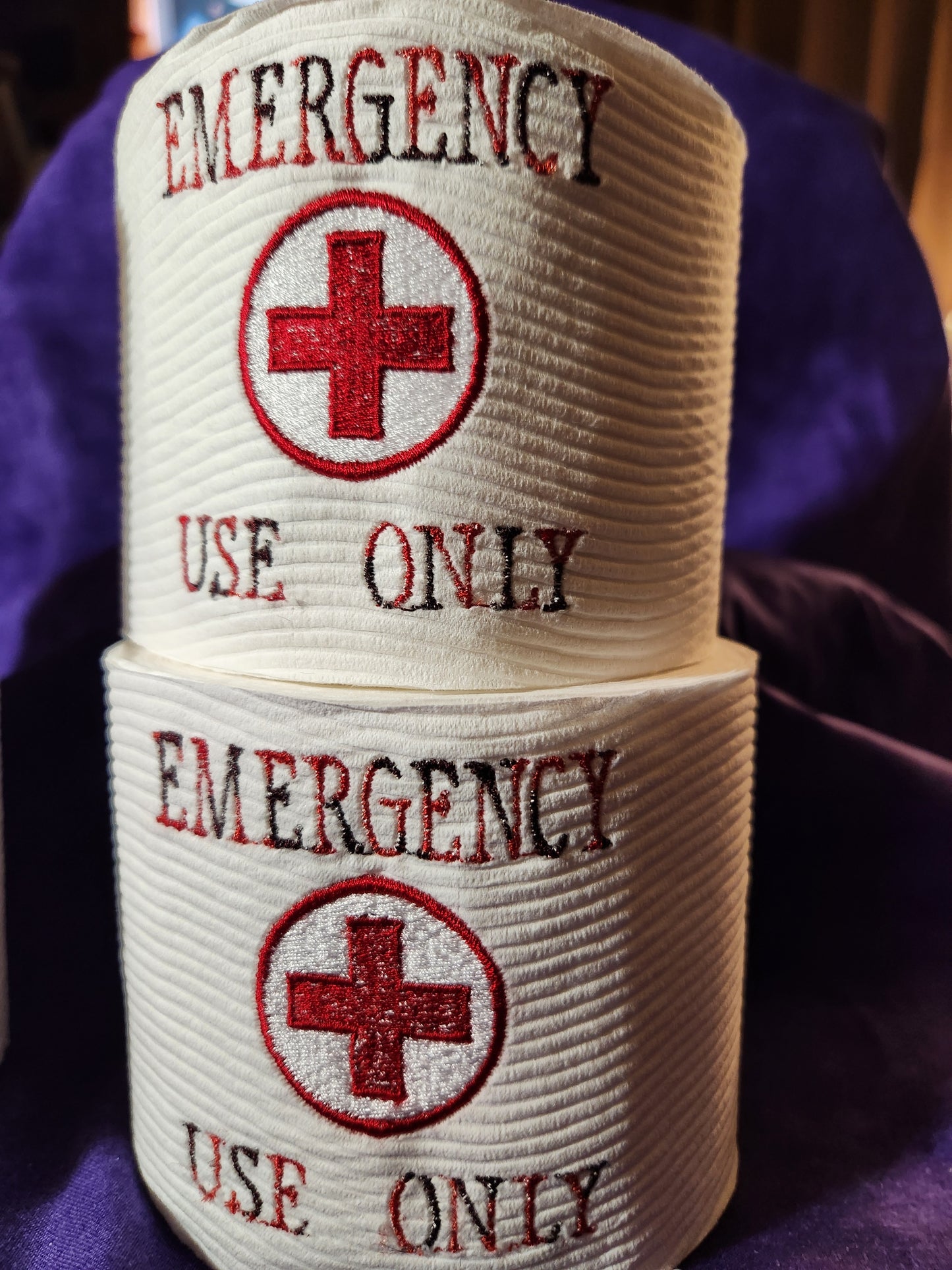 Emergency Use Only Embroidered Toilet paper