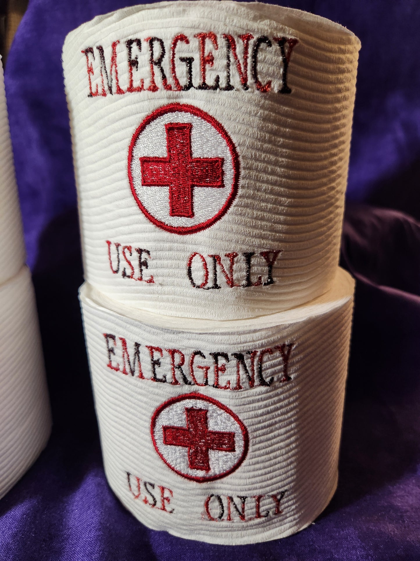 Emergency Use Only Embroidered Toilet paper