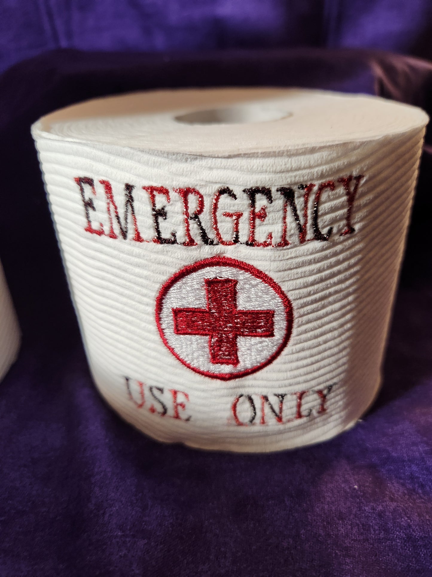 Emergency Use Only Embroidered Toilet paper