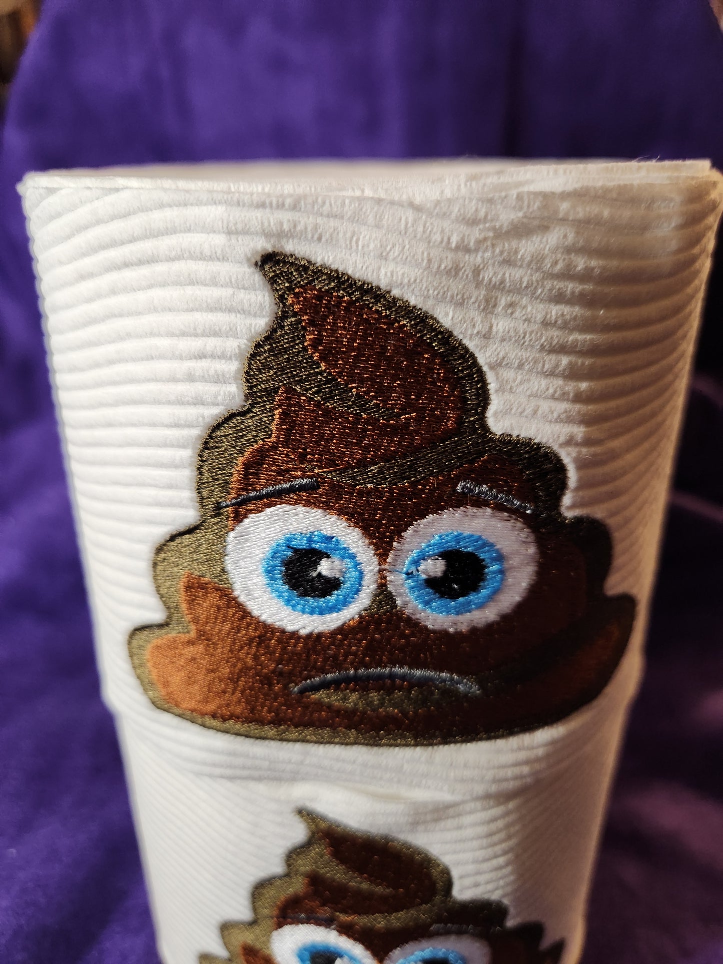 Frowning Poop Emoji Embroidered toilet paper