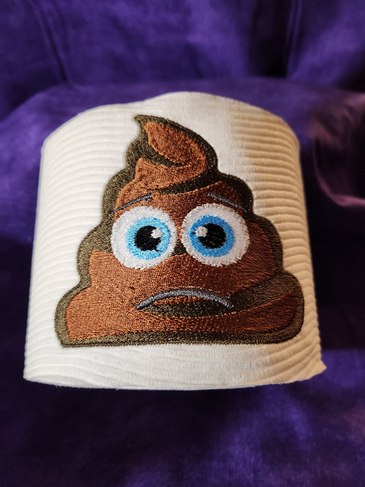 Frowning Poop Emoji Embroidered toilet paper