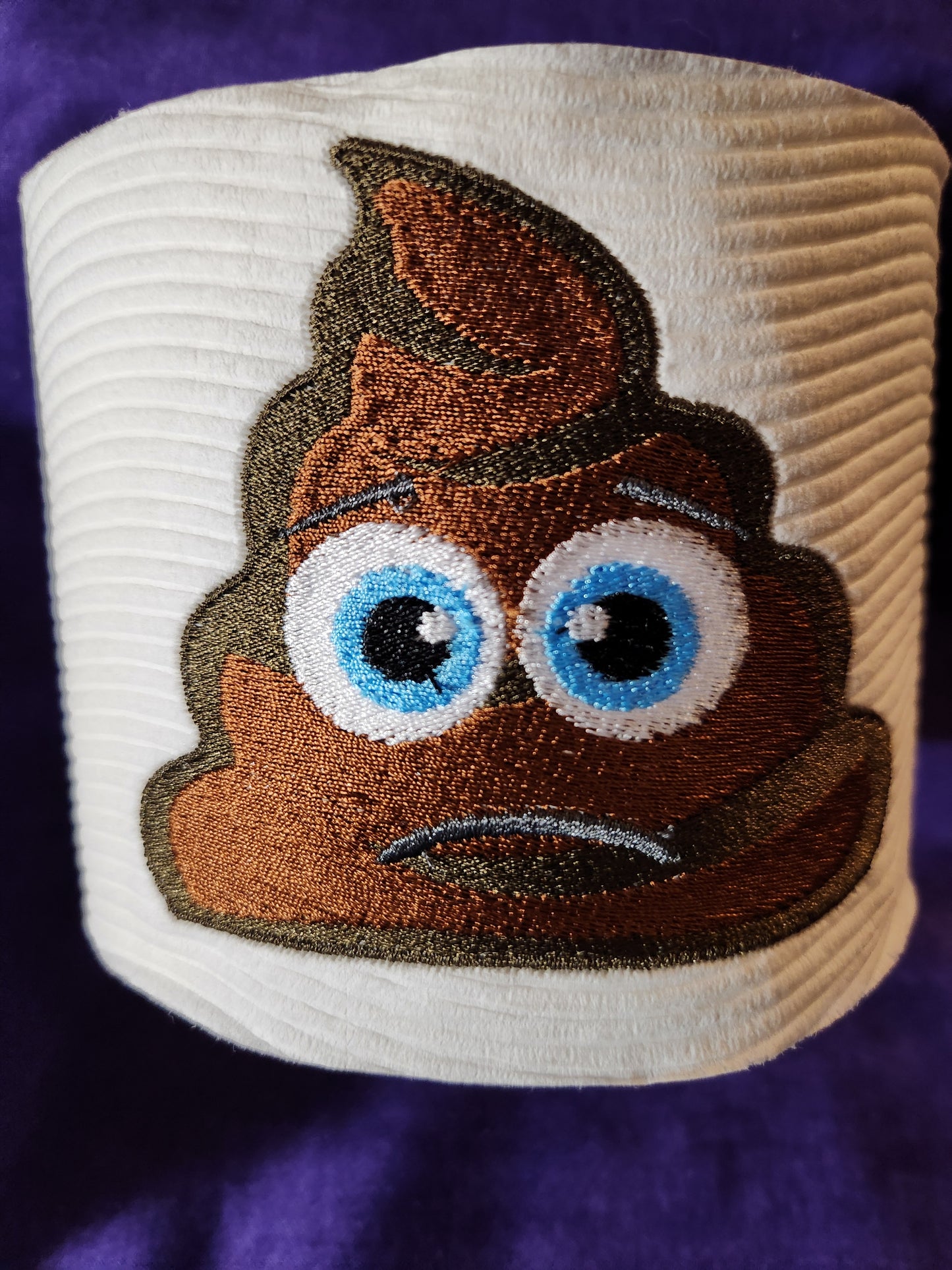 Frowning Poop Emoji Embroidered toilet paper