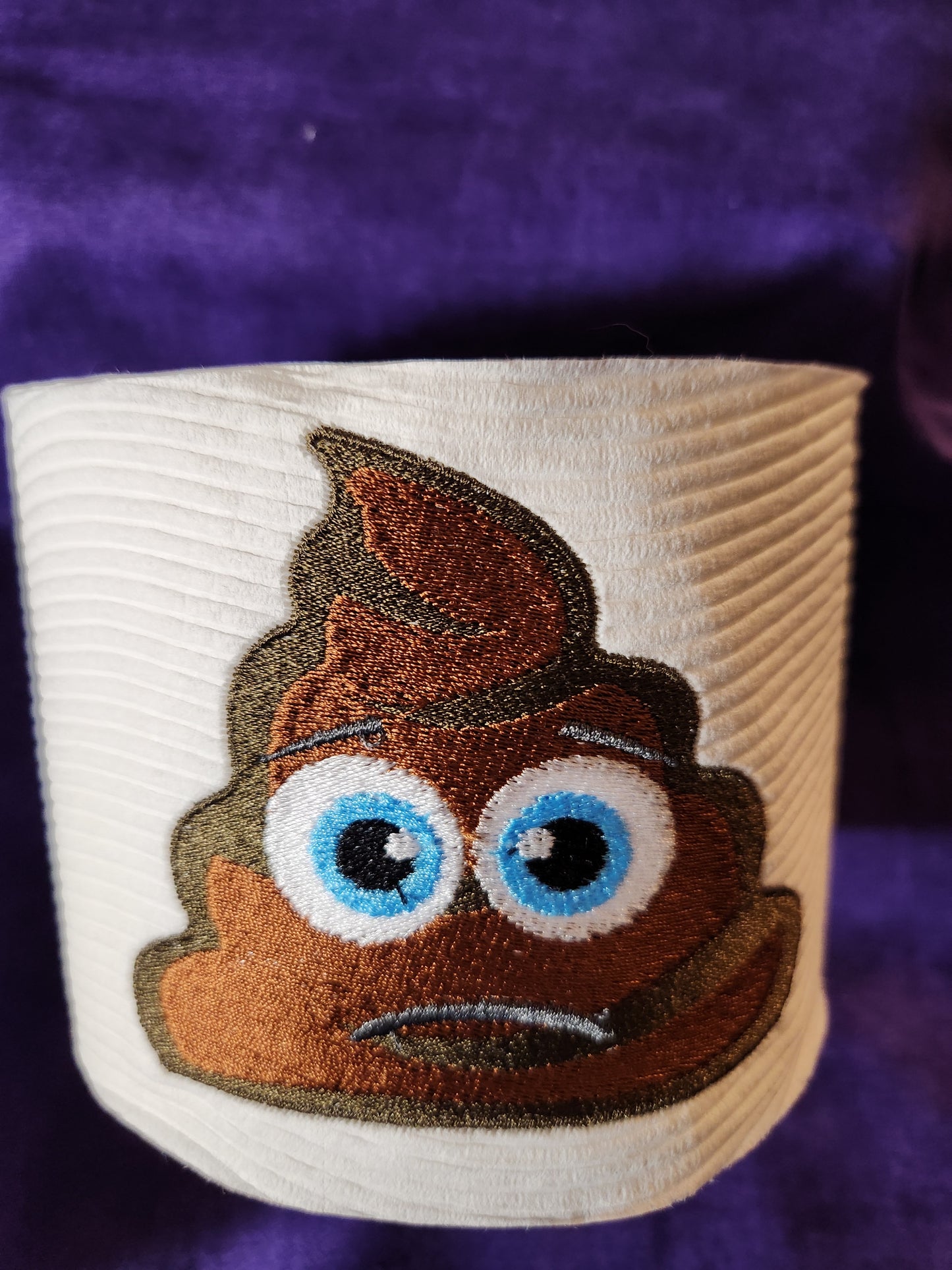 Frowning Poop Emoji Embroidered toilet paper