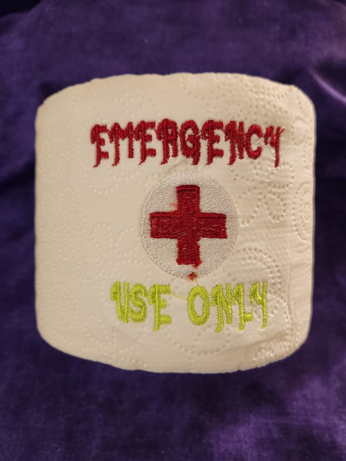 Emergency Use Only Embroidered Toilet paper