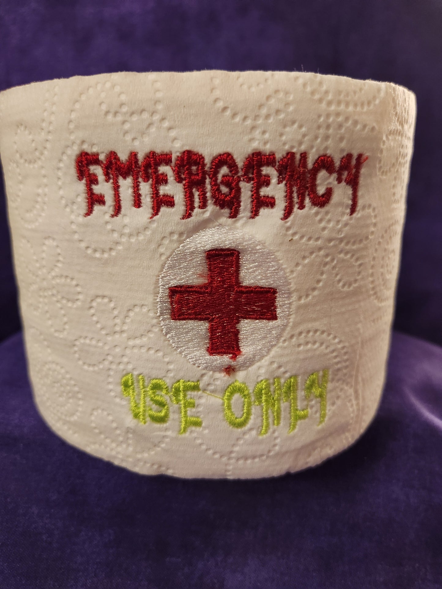 Emergency Use Only Embroidered Toilet paper