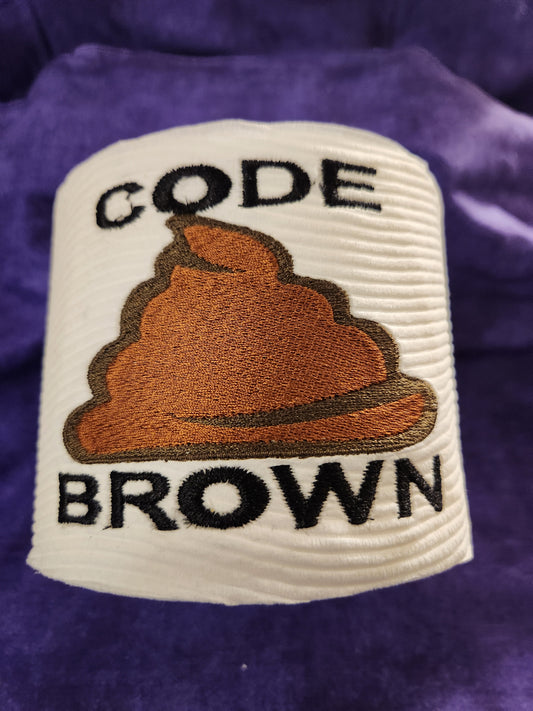 Code Brown   Embroidered Toilet Paper