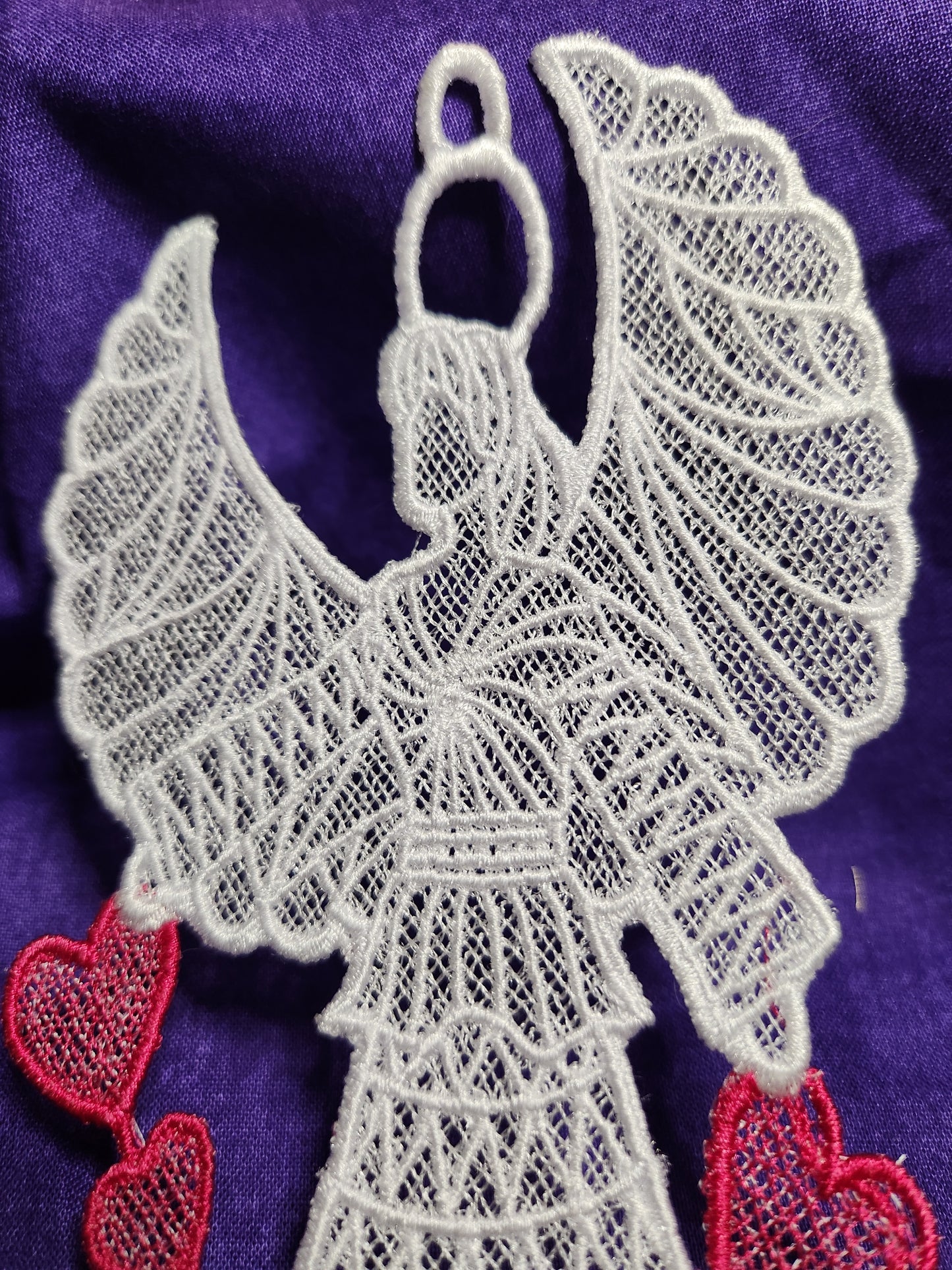 Lace Angel- Mom with Red Hearts