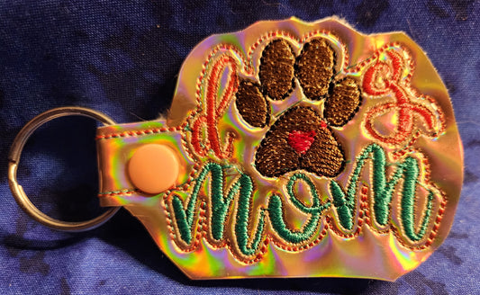 Dog Mom Embroidered Keychain