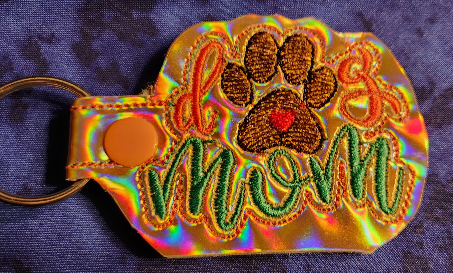 Dog Mom Embroidered Keychain