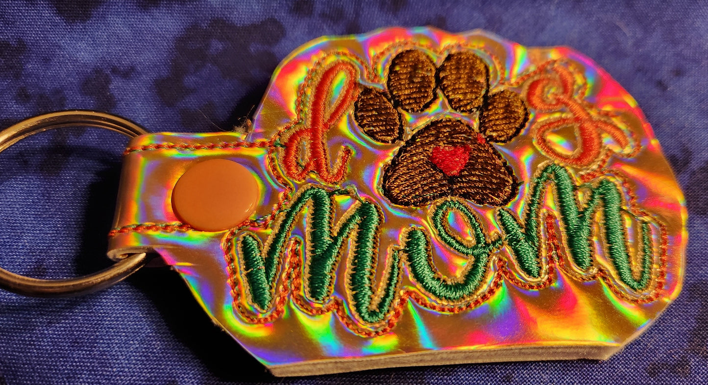 Dog Mom Embroidered Keychain