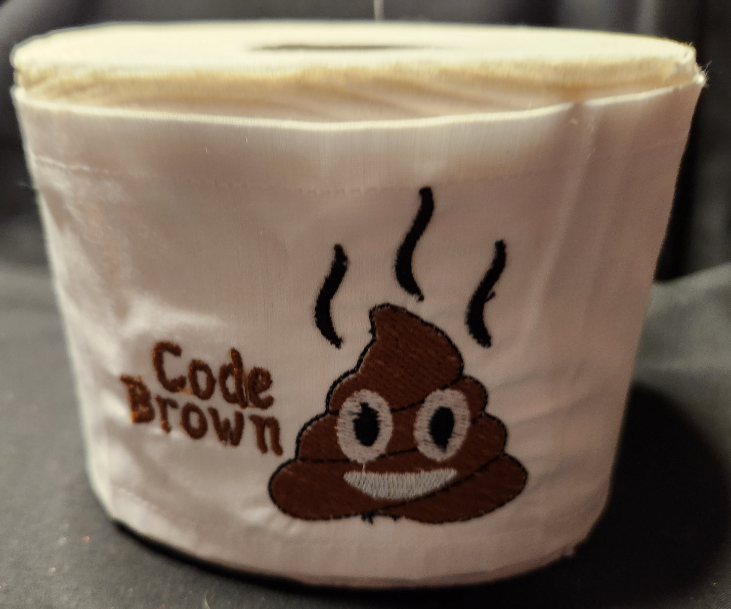 Code Brown Embroidered Toilet Paper cover