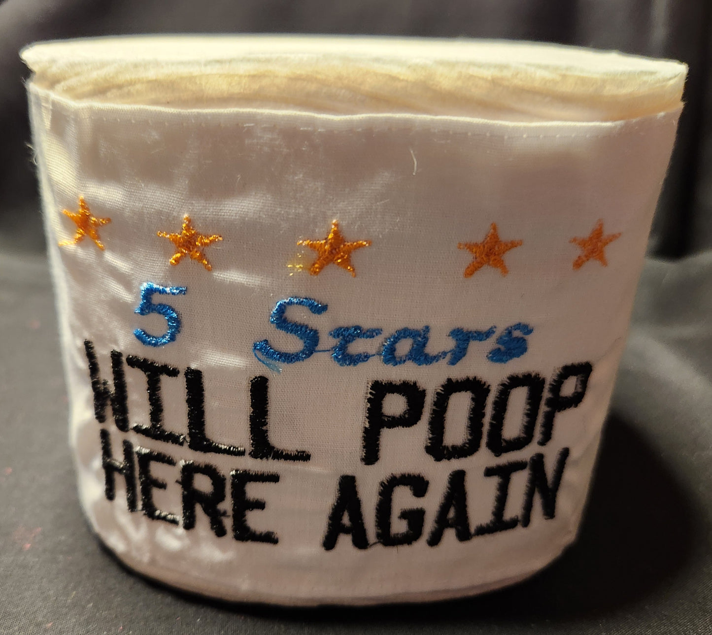 5 Stars will Poop here again Embroidered Toilet Paper cover