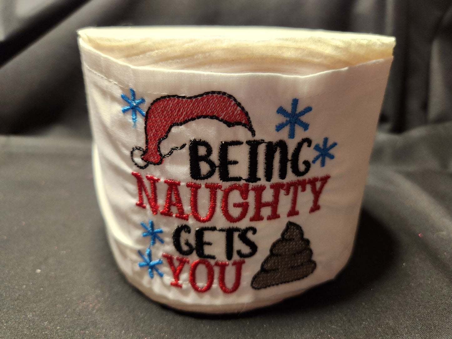 Being Naughty Gets you... Embroidered Toilet Paper cover