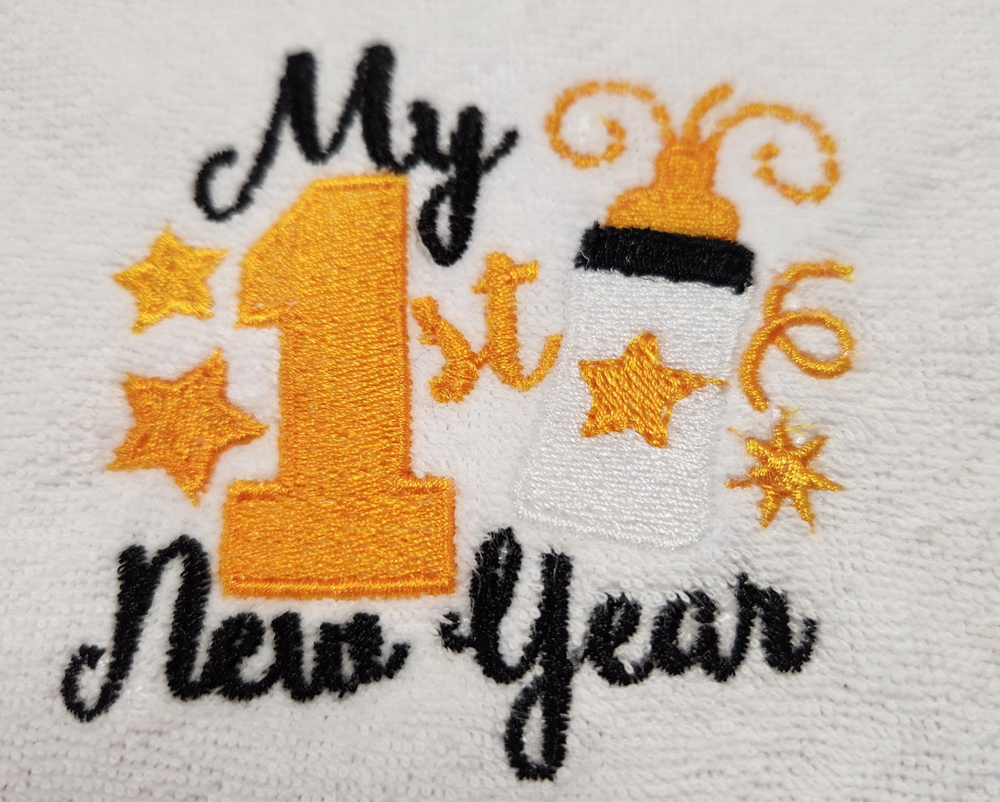 Embroidered My First New Years Bib - 3+ Months