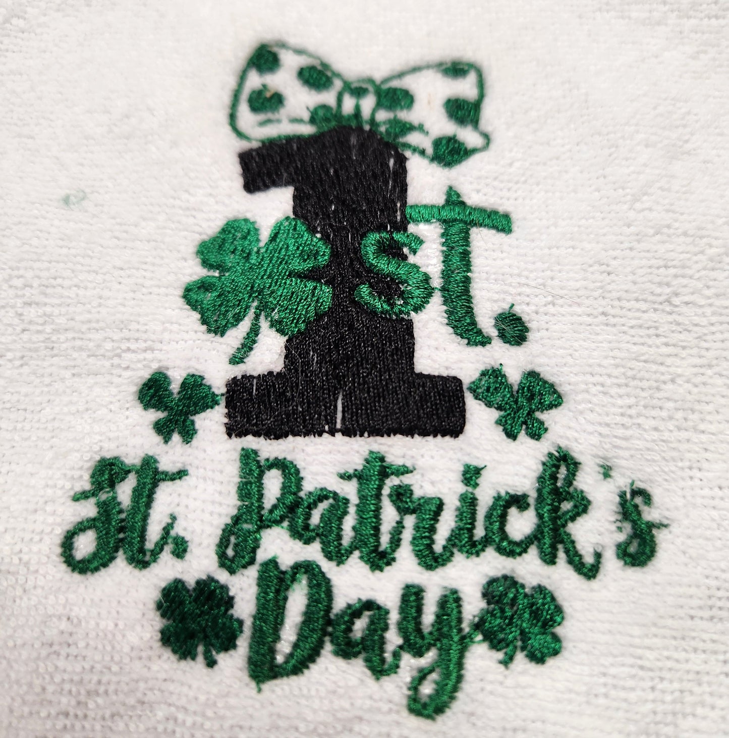 Embroidered My First St Patrick's Day Bib with cute bow - 3+ Months
