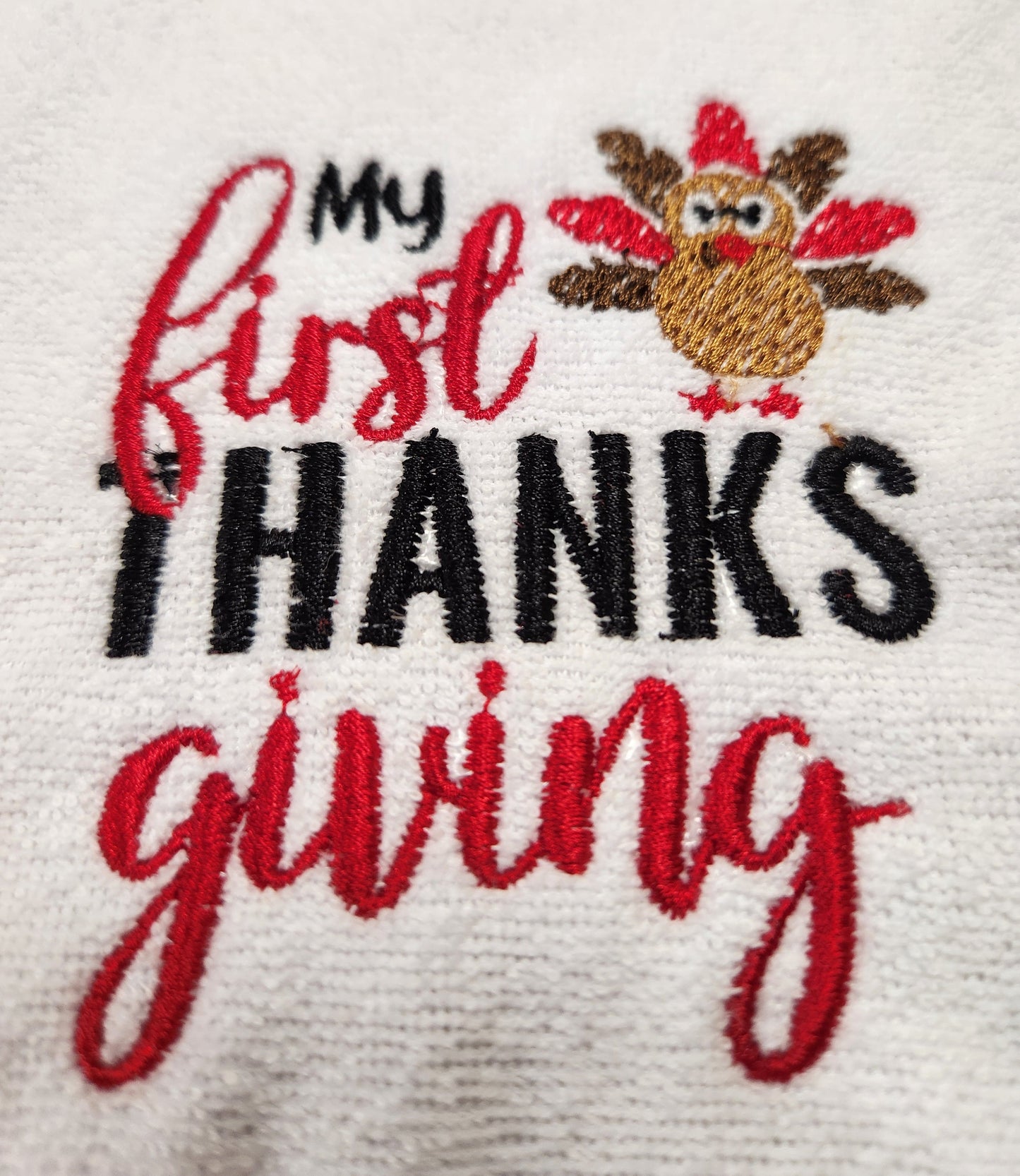 Embroidered My First Thanksgiving Bib - 3+ Months