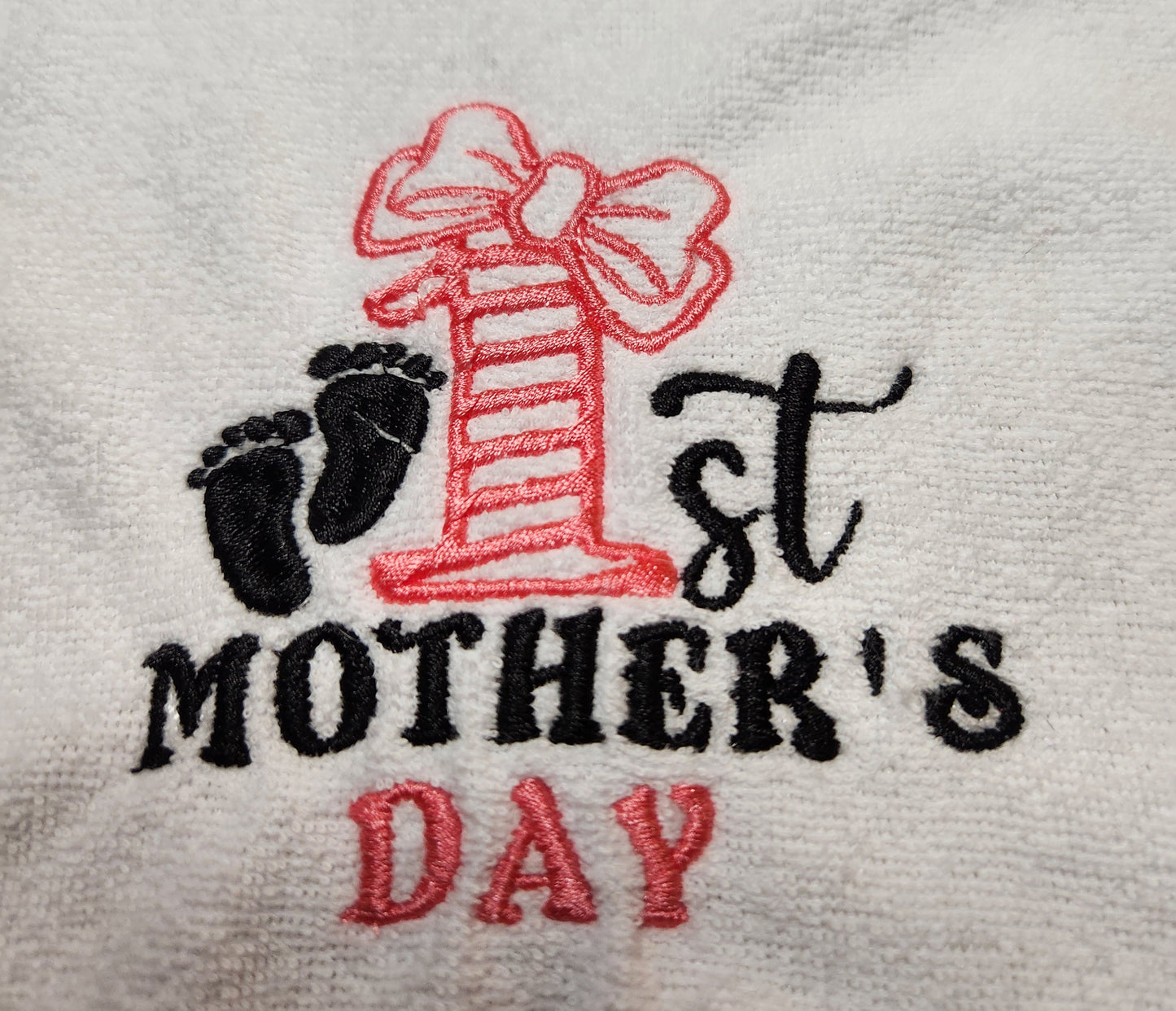 Embroidered My First Mothers Day Bib- Pink