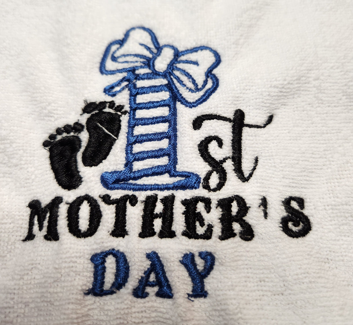 Embroidered My First Mothers Day Bib- Blue