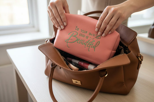 "Be Your Own Kind of Beautiful" small pink make up bag