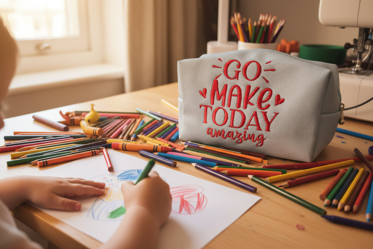 Go Make Today Amazing Embroidered Small Blue Bag