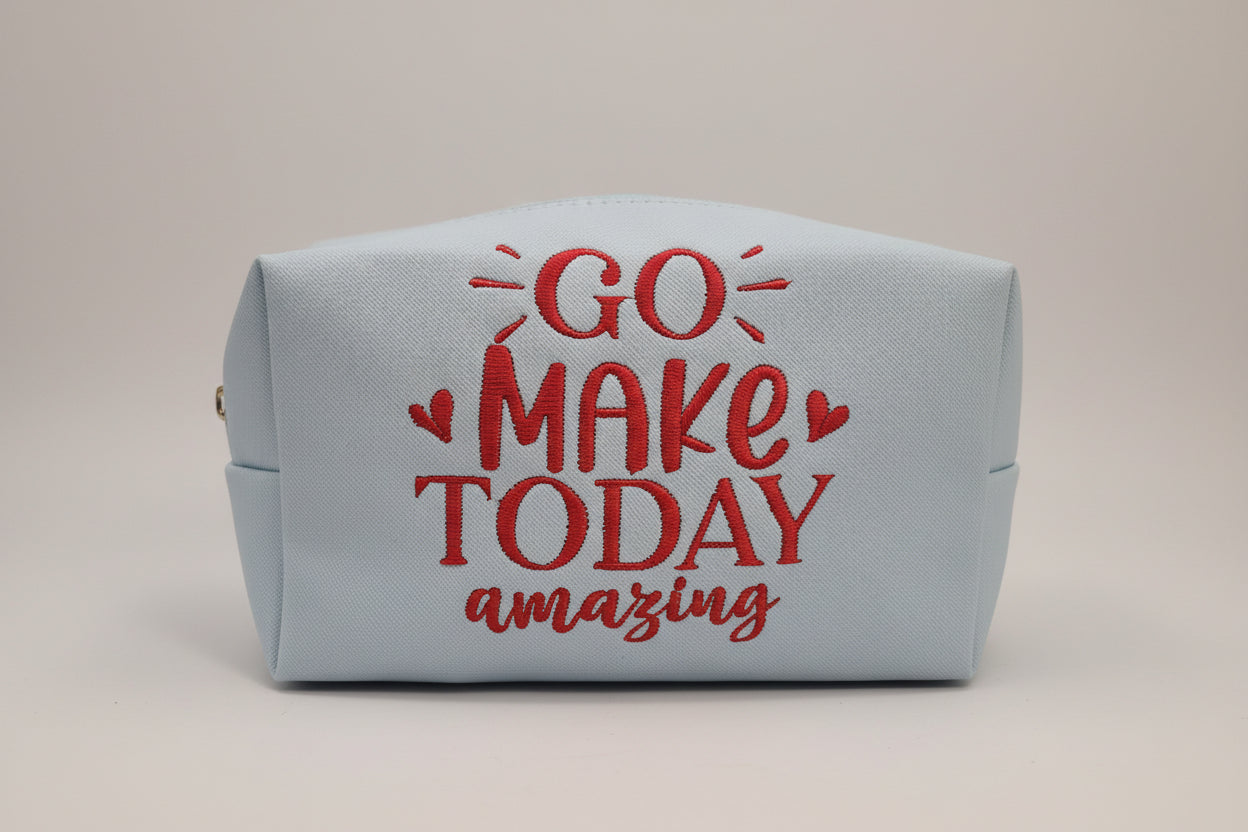 Go Make Today Amazing Embroidered Small Blue Bag