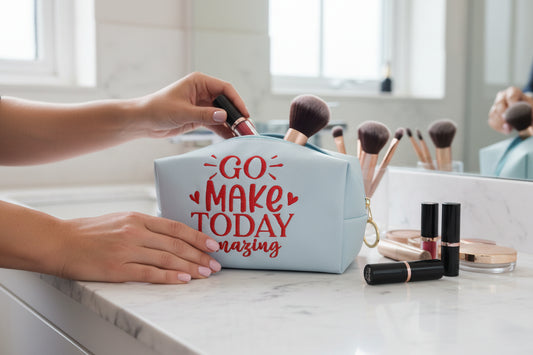 Go Make Today Amazing Embroidered Small Blue Bag