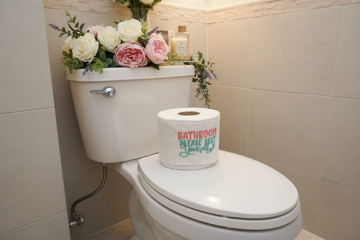Bathroom Please seat yourself Embroidered Toilet Paper cover