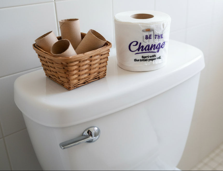 Be the Change Embroidered Toilet Paper cover