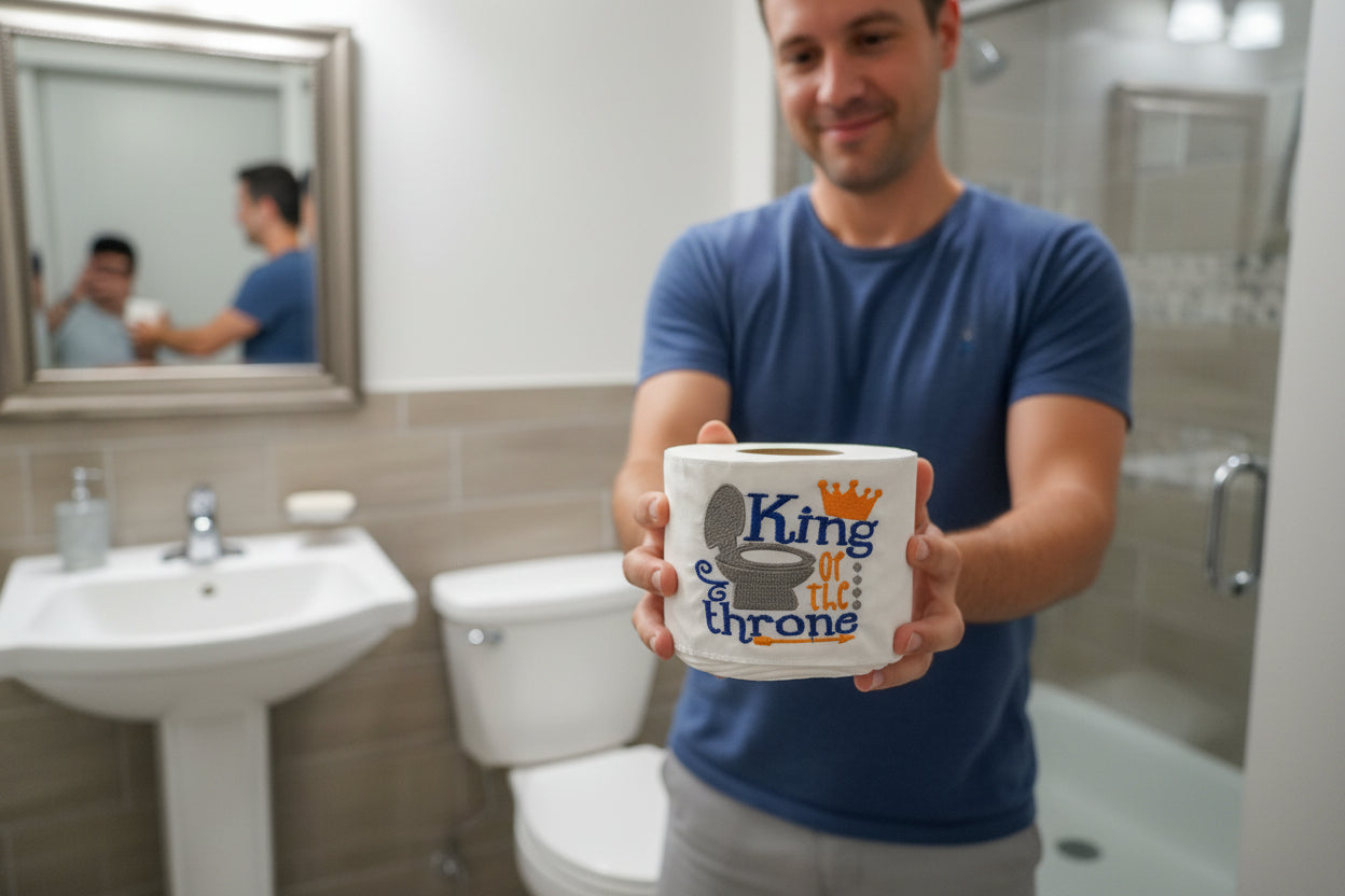 King of the Throne Embroidered Toilet Paper cover