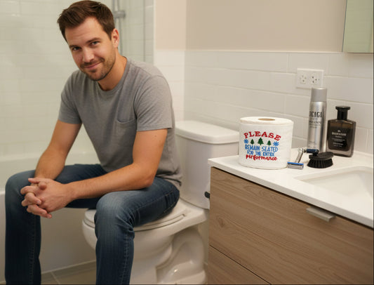 Please Remain Seated for the entire Performance Embroidered Toilet Paper cover