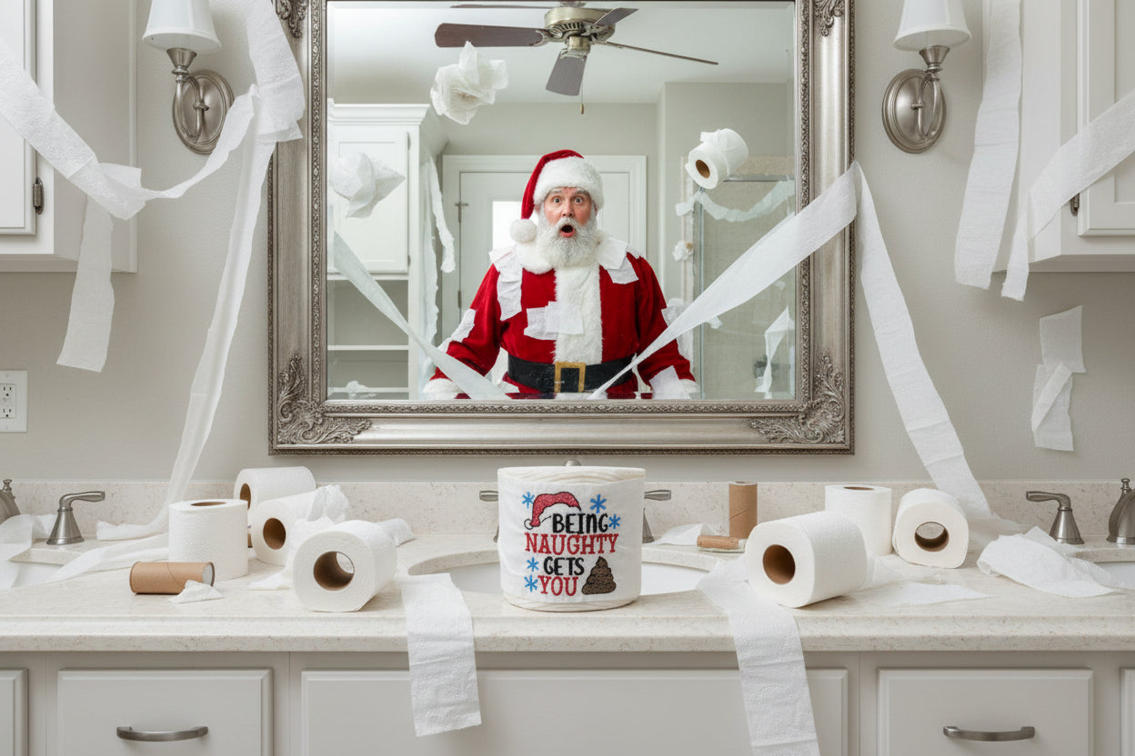 Being Naughty Gets you... Embroidered Toilet Paper cover