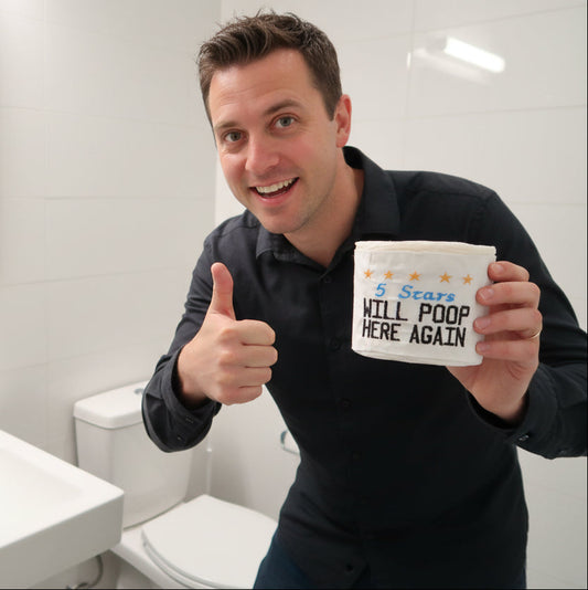 5 Stars will Poop here again Embroidered Toilet Paper cover